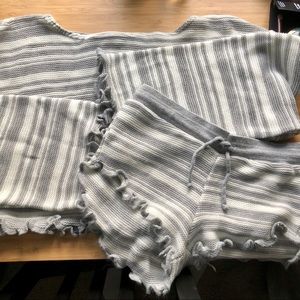 Grey striped lounge set
